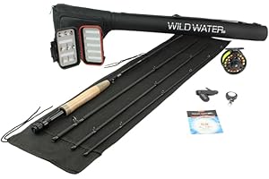 Wild Water Fly Fishing 9 Foot, 4-Piece, 3/4 Weight Fly Rod Complete Fly Fishing Rod and Reel Combo Starter Package