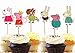 Yunko 24 Pcs Cute Peppa Pig Theme Party Decorative Cupcake Topper Kids Birthday Party Baby Shower Favors