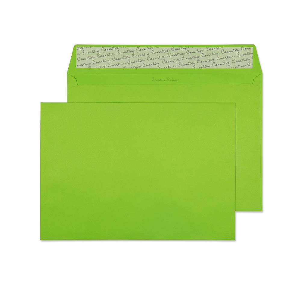 Blake Creative Colour C4 229 x 324 mm 120 gsm Peel & Seal Pocket Envelopes (63407P) Lime Green - Pack of 10
