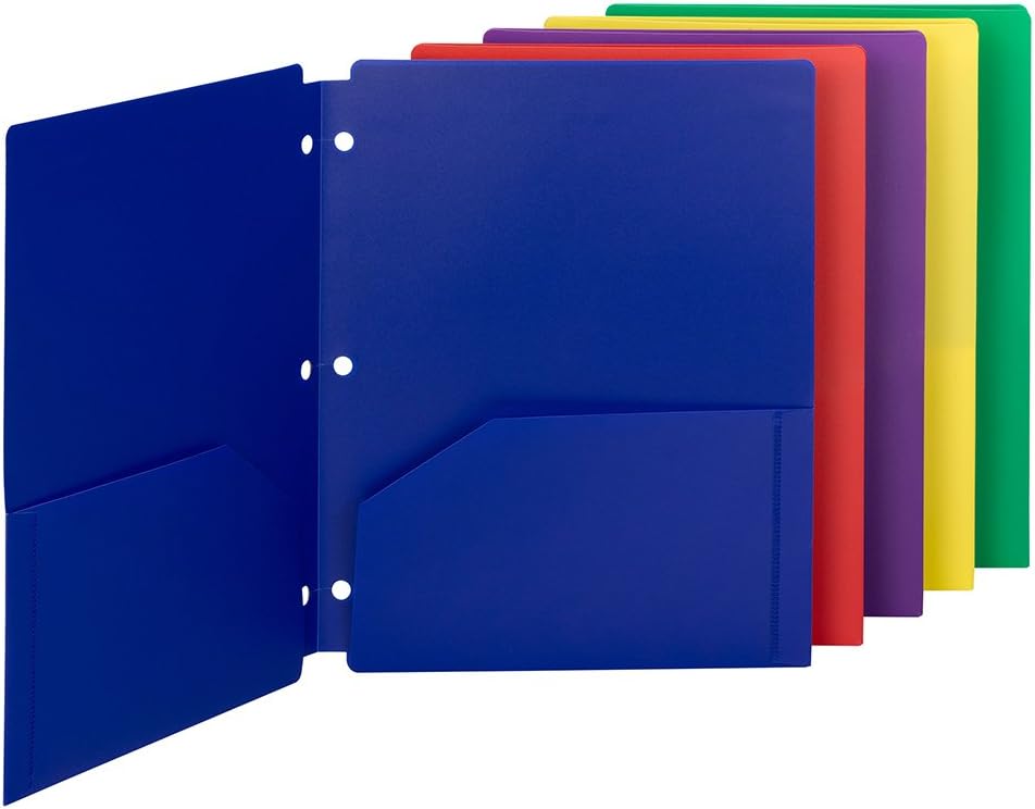 Smead Poly Snap-in Two-Pocket Folder, Letter Size, Assorted Colors, 10 per Pack (87939)