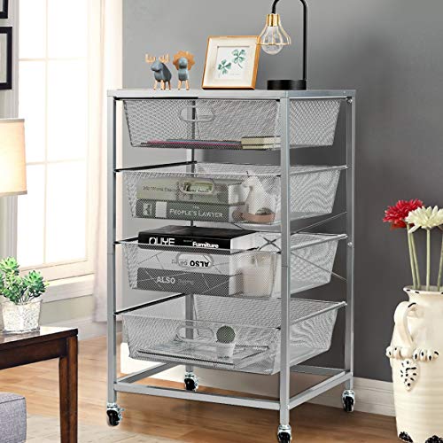 Giantex Mesh Storage Basket 4 Drawer Multifunction Utility Heavy Duty