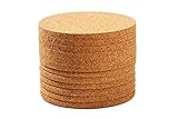 Set of 12 Round Coasters - Absorbent Cork Drink Coasters - Great for Cups, Mugs, Glass, Jugs and More - 4in by 1/4in