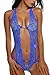 Avidlove Women Deep V Halter Lingerie Lace Babydoll Mini Bodysuit Dark Blue S