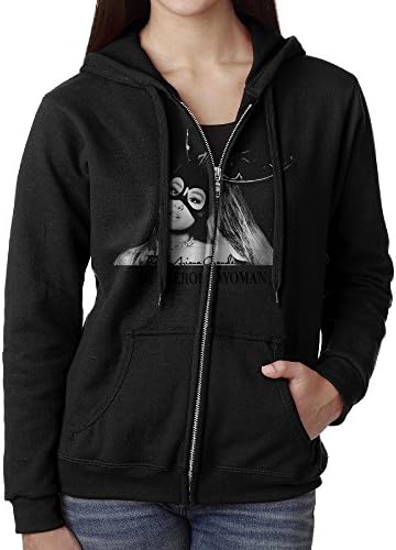 Pfisc08 Women's Ariana Grande Dangerous Woman Full Zip Hoodies Sweatshirt Jacket Size S US Black