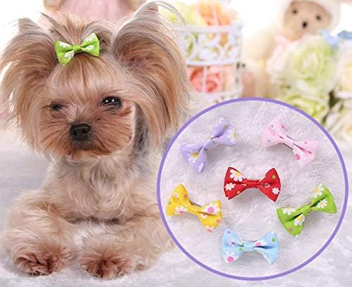 Amazon Com Pihappy Pet Cat Puppy Topknot Dog Hair Bows Hairpin