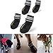 QUMY 2PCS Small Dog Shoes for Hot Pavement Summer Puppy Dog Booties with Reflective Strip Soft Comfortable Anti-Slip Rubber Sole (Size 8: 3.0''x3.3(W*L), Black)