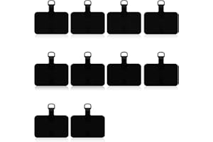lasuroa 10pcs Phone Lanyard Tether Tabs, Black Universal Adhesive-Free Replacement Patches for Phone Strap Compatible with iP