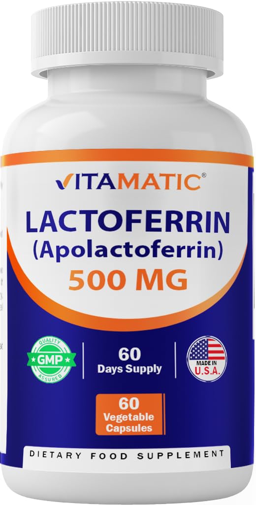 Vitamatic Lactoferrin 500mg (Apolactoferrin), 60 Vegetable Capsules - Promotes Healthy Immune Function*