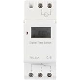 THC 30A Digital Timer Switch, THC 30a 12v 30 amp dc Timer programmable 7 Day Programmable Electronic Time Control Switch 16 ON Off Timer Settings Screw Rail Mounting(12V)