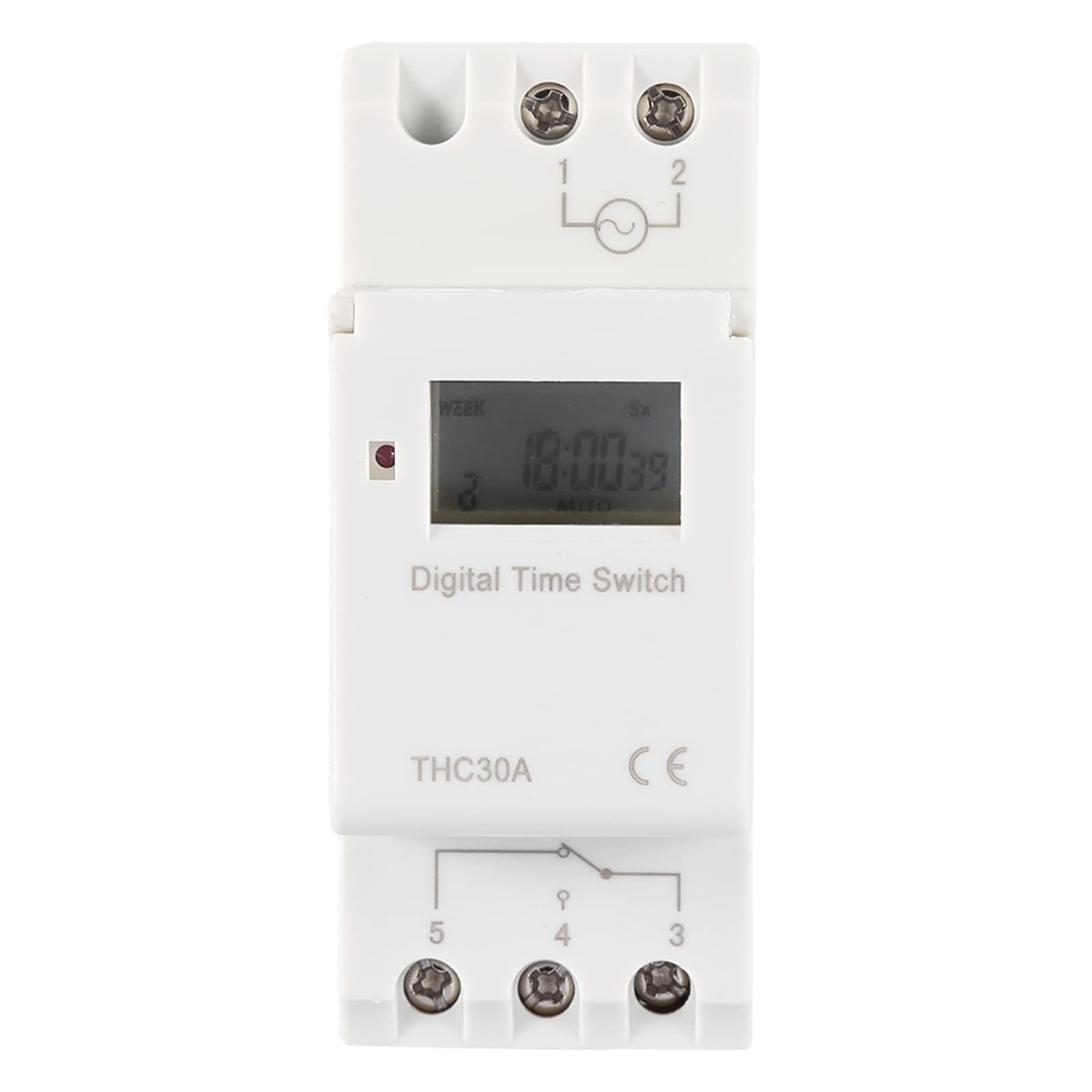Oumefar THC 30A Digital DIN Rail Timer Switch Programmable Electronic LCD Time Control Switch 16 On/Off Timer Settings for Street Lamp Neon Lamp etc(12V)