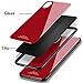 iPhone X Case, HONTECH Silicone Shockproof Tempered Glass Mirror Back Cover Bumper Shell for Apple iPhoneX 10,Red