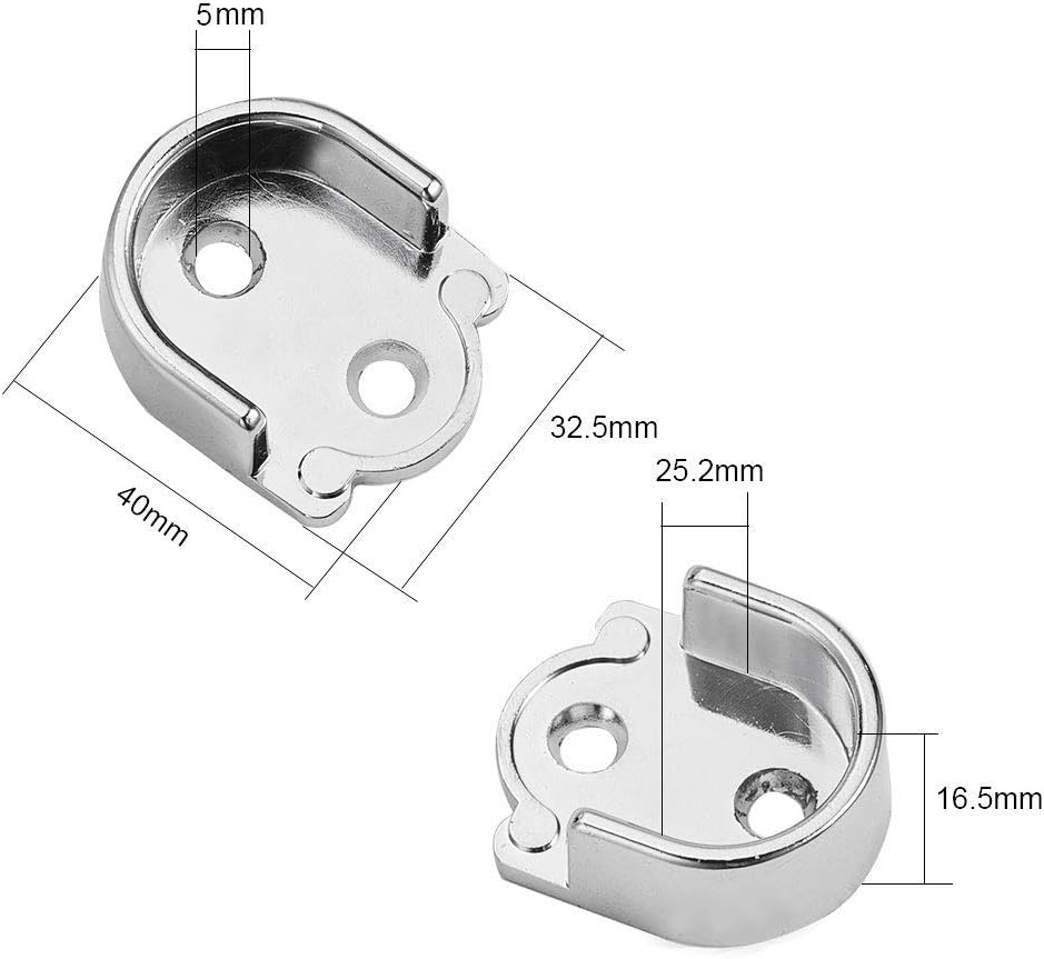 INCREWAY 2 Pieces 25mm Dia Zinc Alloy Rods Holders, Wall Mounted Wardrobe Pipe Flange Bracket Curtain Pole End Supports Sockets Flange - Image 3