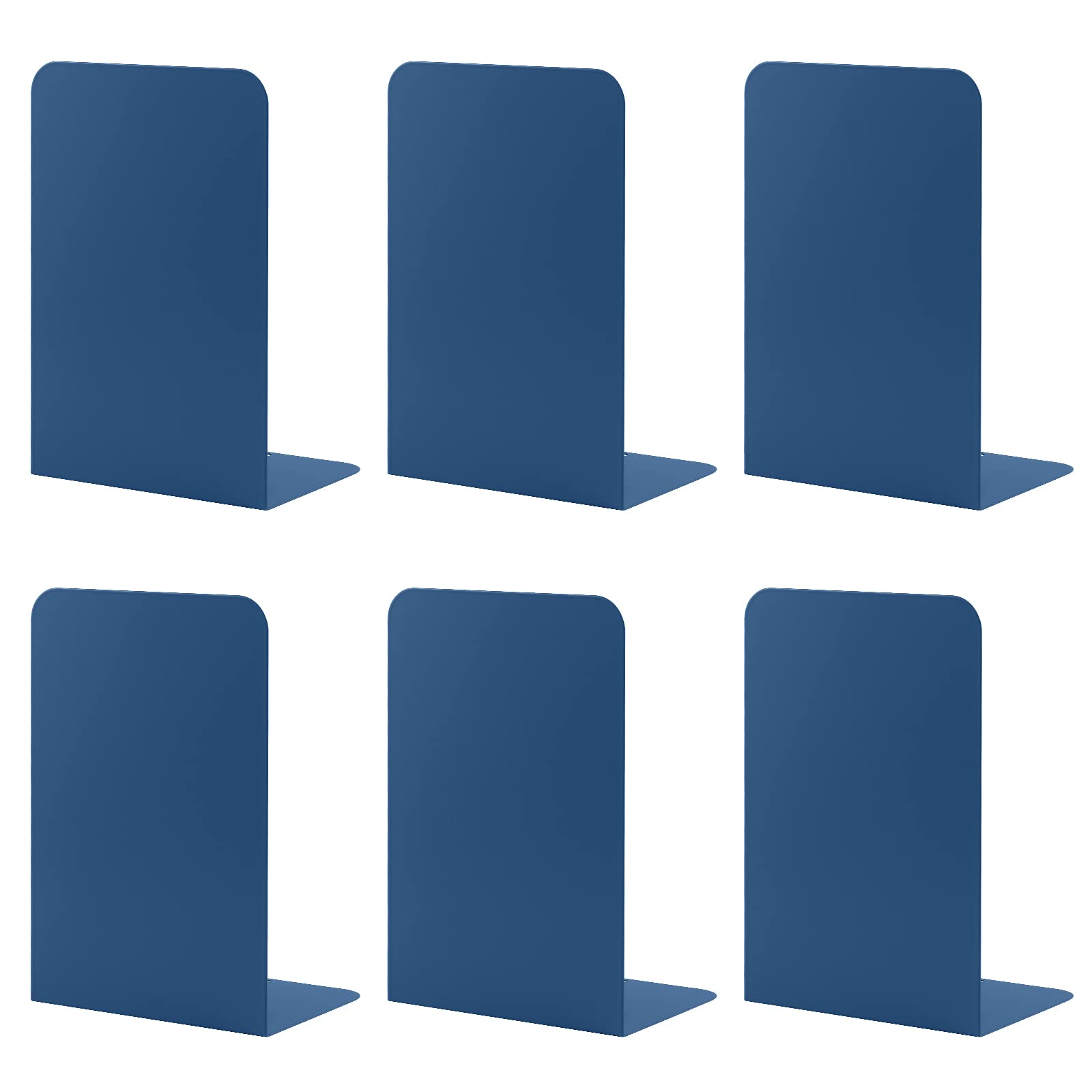 3 Pairs Book Ends for Shelves, MSDADA Heavy Duty Bookends for Office, School&Home, Metal Bookends for Heavy Books, Anti Slip Book Shelf Holder Bookend Supports Book Stoppers(Sapphire Blue)