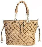 Diophy Fashion Large Quilted Tote Shoulder Purse Bag Women Ladies Handbag Accented Metal Chain Strap Zipper Closure XX-2376