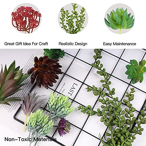 18 PCS Artificial Succulents Fake Realistic Faux Succulents Plants