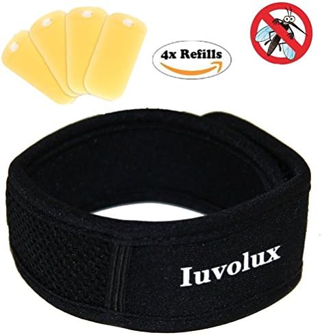 Natural Mosquito Repellent Bracelet with 4 Plant Refills - Deet Free Insect &amp; Bug Control Repellent Wristband Safe for Kids,Toddler &amp; Adults - Enjoy 60 Day Outdoor Protection,Waterproof (Black)