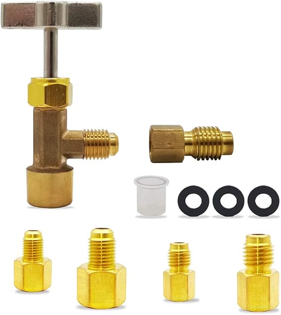 ZoarC R134a Can Tap Valve & 4pcs Refrigerant Tank/Vacuum