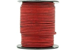 Xsotica-Dye Round Leather Cords -1.0mm Leather Cord (Red Natural, 10 Meter (10 Yard))