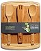 Bamboo Cutting Board Housewarming Gift Set - With Bonus 3-Piece Cooking Utensils - Wooden Spoon, Salad Tongs and Wood Spatula - Mother's Day, Wedding & Kitchen Gadgets Gift Idea