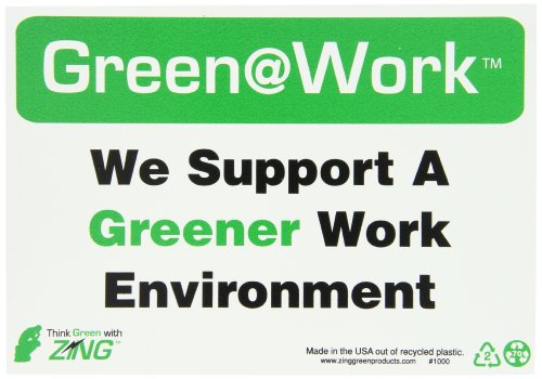 Zing Green Products 1000 Recycled Plastic Green at Work "We Support a Greener W…
