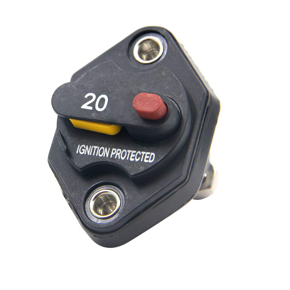 RKURCK 12V-32V DC 20A Circuit Breaker Fuse Inverter Fuse holder with Manual Reset Button for Auto Truck RV Marine Trailer Waterproof