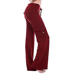 DASAYO Womens Stretchy Flare Leggings Button Wide