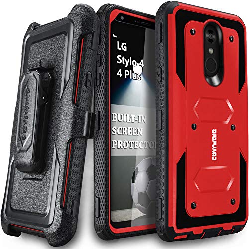 LG Stylo 4 / Stylo 4 Plus/Stylo 4 + Case, COVRWARE [ Aegis Series ] with Built-in [Screen Protector] Heavy Duty Full-Body Rugged Holster Armor Case [Belt Swivel Clip][Kickstand], Red