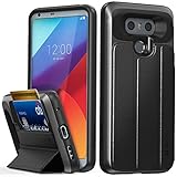LG G6 Wallet Case, Vena [vCommute][Drop Protection] Flip Leather Cover Card Slot Holder with KickStand for LG G6 (Space Gray / Black)