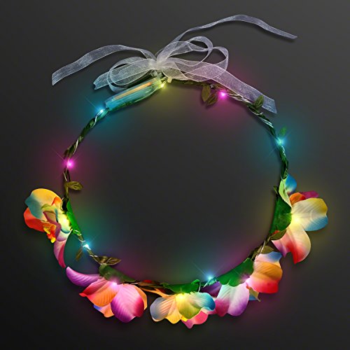 Tropical Orchid Flower Crown with Multicolor Blinky LED Lights