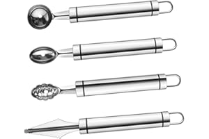 Uonlytech 4Pcs Stainless Steel Melon Baller Scoop for Watermelon Cantaloupe Dragon Fruit Multifunctional Fruit