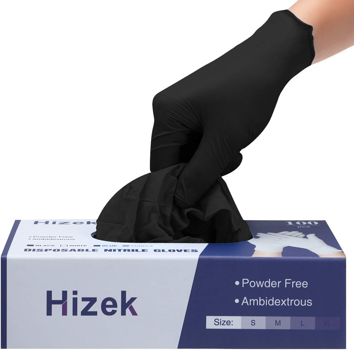 Nitrile Gloves, case of 100, 4 mil, Latex Free, Powder Free, Textured, Disposable,Extra Strong Gloves for Shopping,Pet Care,Gardening,Color:Black, Size:L
