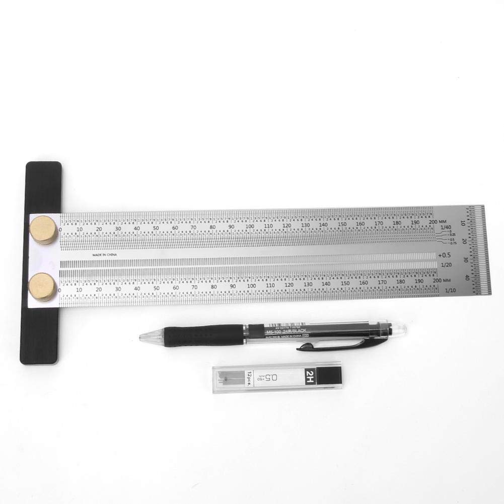 T-Rolls Precision Marking Rollers Type T Stainless Steel Hole Gauge Scribing Gauge with Automatic Pencil 200mm/300mm/400mm (200mm)