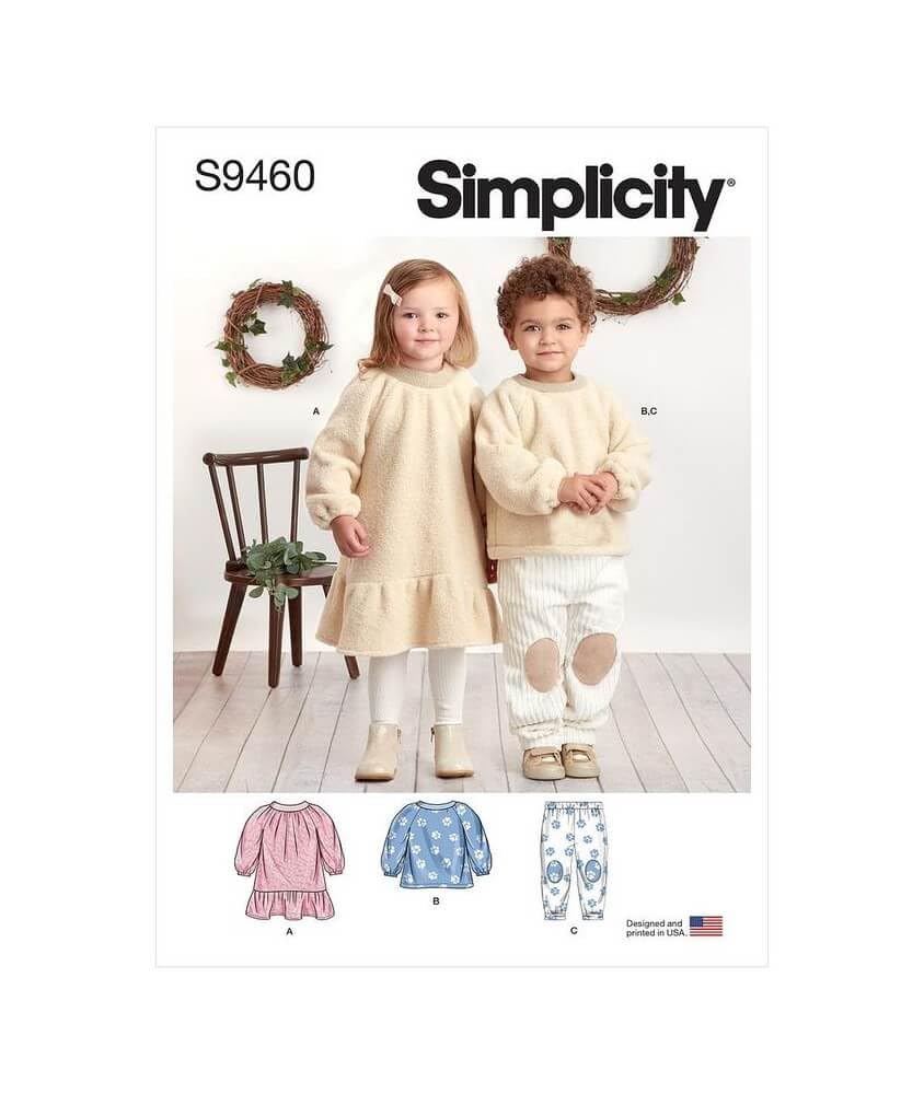 Simplicity Sewing Pattern S9460 Toddlers' and Children's Dress, Top and Pants