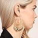 RIAH FASHION Bohemian Chandelier Coin Dangle Earrings - Gypsy Lightweight Filigree Disc Charm Tassel Ethnic Hoops (Curved - Gold)