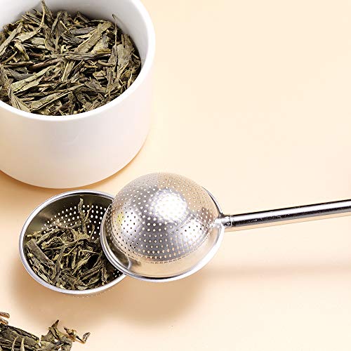Senbowe 2 Pack FDA Approved Stainless Steel Tea Infuser Filters Strainer Steeper with Upgrade Fine Mesh Filters and Spring Handle for Hanging on Teapots, Mugs, Cups to steep Loose Leaf Tea and Coffee