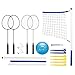 Franklin Sports Volleyball and Badminton Set - Volleyball, Pump, Badminton Rackets, Birdies, Net, and Adjustable Polls - Beach or Backyard Combo Set Games primary