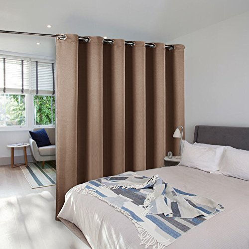 Room Divider Curtain Screen Partitions - NICETOWN Hide Clutter Separate Functions Grommet Top Portable Room Divider Curtain Panel For Sliding Door (Single Panel, 8ft Tall x 10ft Wide,Cappuccino)