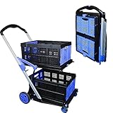 APOXCON Folding Shopping Cart, Two Tier Collapsible