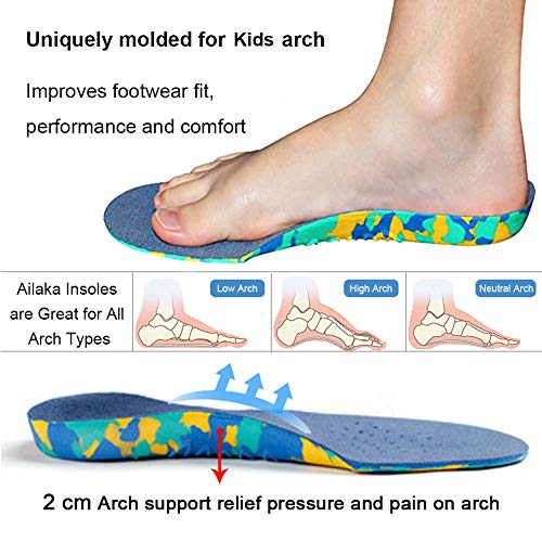 Ailaka Kids Orthotic Cushioning Arch Support Shoe Insoles, Children EVA