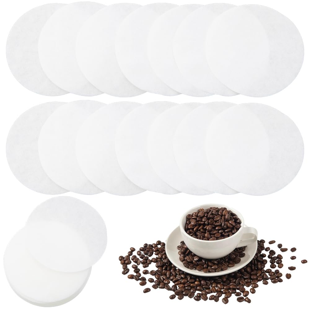 GORGECRAFT 400Pcs Paper Coffee Filters 5.6x5.6cm Round Universal Replacement Coffee Filters Maker Strainers Compatible with Coffee Machines and Coffee Cones Pot for Home Cafe Espresso Coffee White