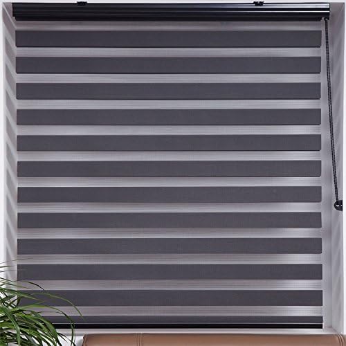 Upscale Designs 20214 Zebra Roller Blind/Shade, 60" W x 78" L, Dark Gray