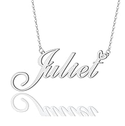 AOLO Juliet Heart Name Necklace Silver Stainless