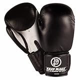 Krav Maga Leather Boxing Glove (Black, 16-Ounce)