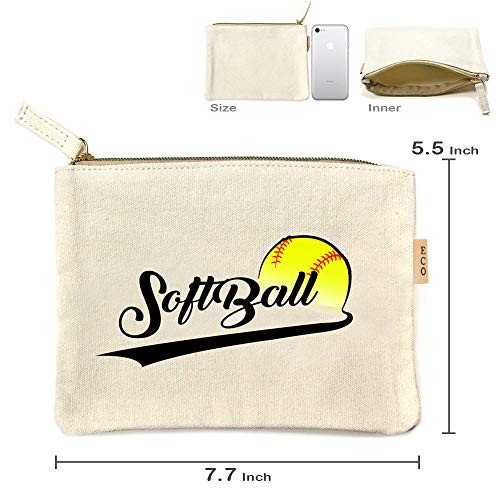 Me Plus Eco Zipper Pouch Stylish Printed, Traveler Organizer, Cosmetic Small Makeup, Students BTS Organization Bag - 22 Pattern options (Softball)