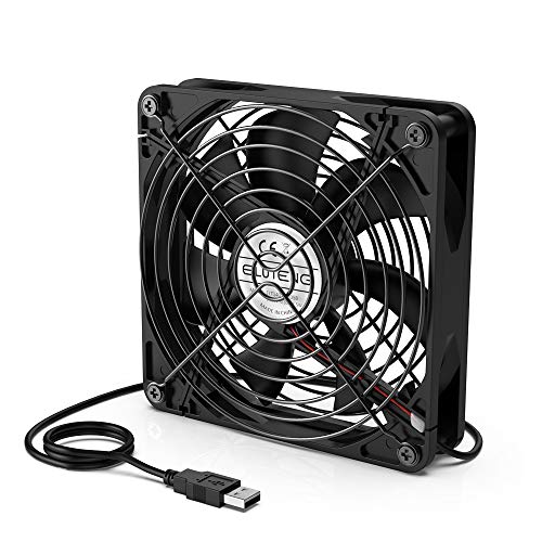 ELUTENG USB Fan 140mm Computer Cooling Radiator 50 CFM 1000 RPM PC Black With Metal Grill Guard for PC/AV Cabinet/PS4/Xbox/Router 14cm 5V/0.3A