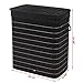 SONGMICS Divided Bamboo Laundry Two-section Hamper Double Dirty Clothes Sorter with Lid Handles and Removable Liner Compartment Storage Basket Rectangular Black ULCB64H