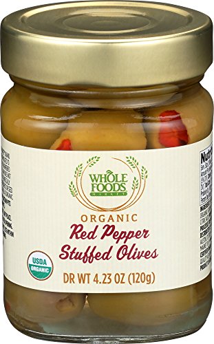Whole Foods Market, Organic Red Pepper Stuffed Olives, 4.23 oz