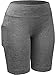 Neleus Women's Running Compression Shorts with Pocket,9005,3 Pack,Black,grey,blue,M