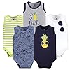 Hudson Baby Unisex Baby Cotton Sleeveless Bodysuits, Pineapple 5-Pack, 9-12 Months Hudson Baby Unisex Baby Cotton Sleeveless Bodysuits, Pineapple 5-Pack, 9-12 Months