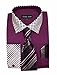 Fortino Landi Mens French Cuff Dress Shirt w/ Polka Dot Contrast Collar & Tie Hanky